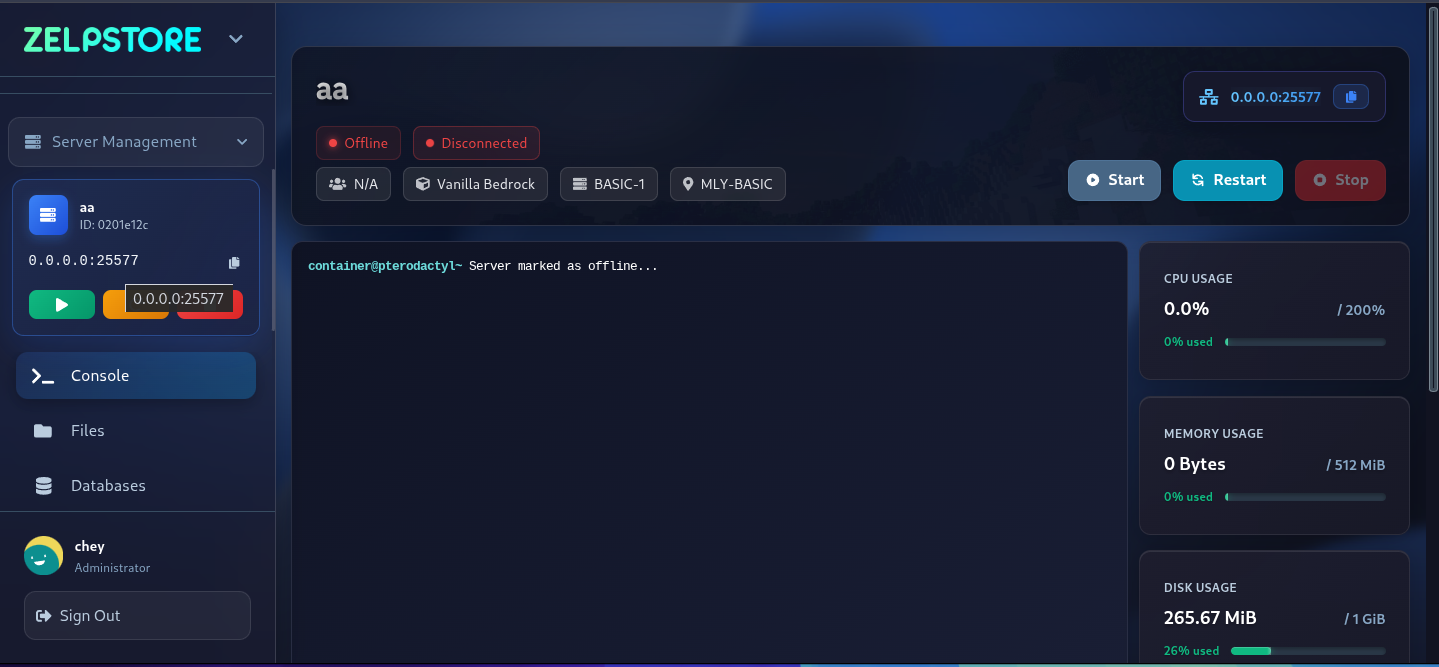 Pterodactyl Panel Screenshot